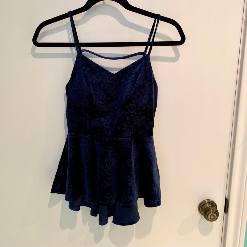 Monteau Velvet Patterned Peplum Top